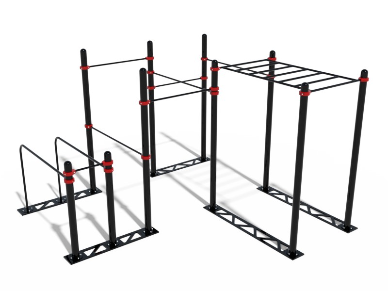 РУКОХОД, 5 ТУРНИКОВ (2 УВЕЛИЧЕННОЙ ДЛИНЫ), БРУСЬЯ ГНУТЫЕ ДВОЙНЫЕ