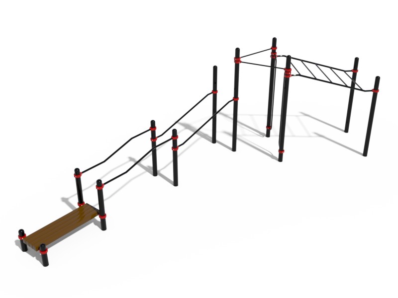 РУКОХОД В ПОДЪЕМ, 2 ТУРНИКА, ВЕРТИКАЛЬНЫЕ ПОРУЧНИ, БРУСЬЯ В ПОДЪЕМ, БРУСЬЯ РАЗНОУРОВНЕВЫЕ, СКАМЬЯ ГОРИЗОНТАЛЬНАЯ