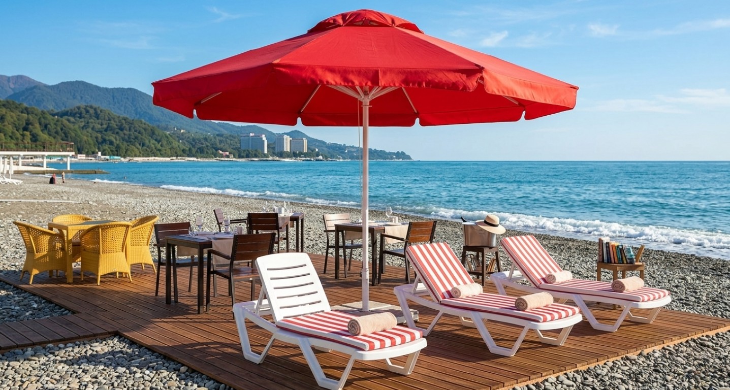 Пляжный зонт Пеликан. Большой пляжный зонт диаметром 4 м., круглый. 2026 г.