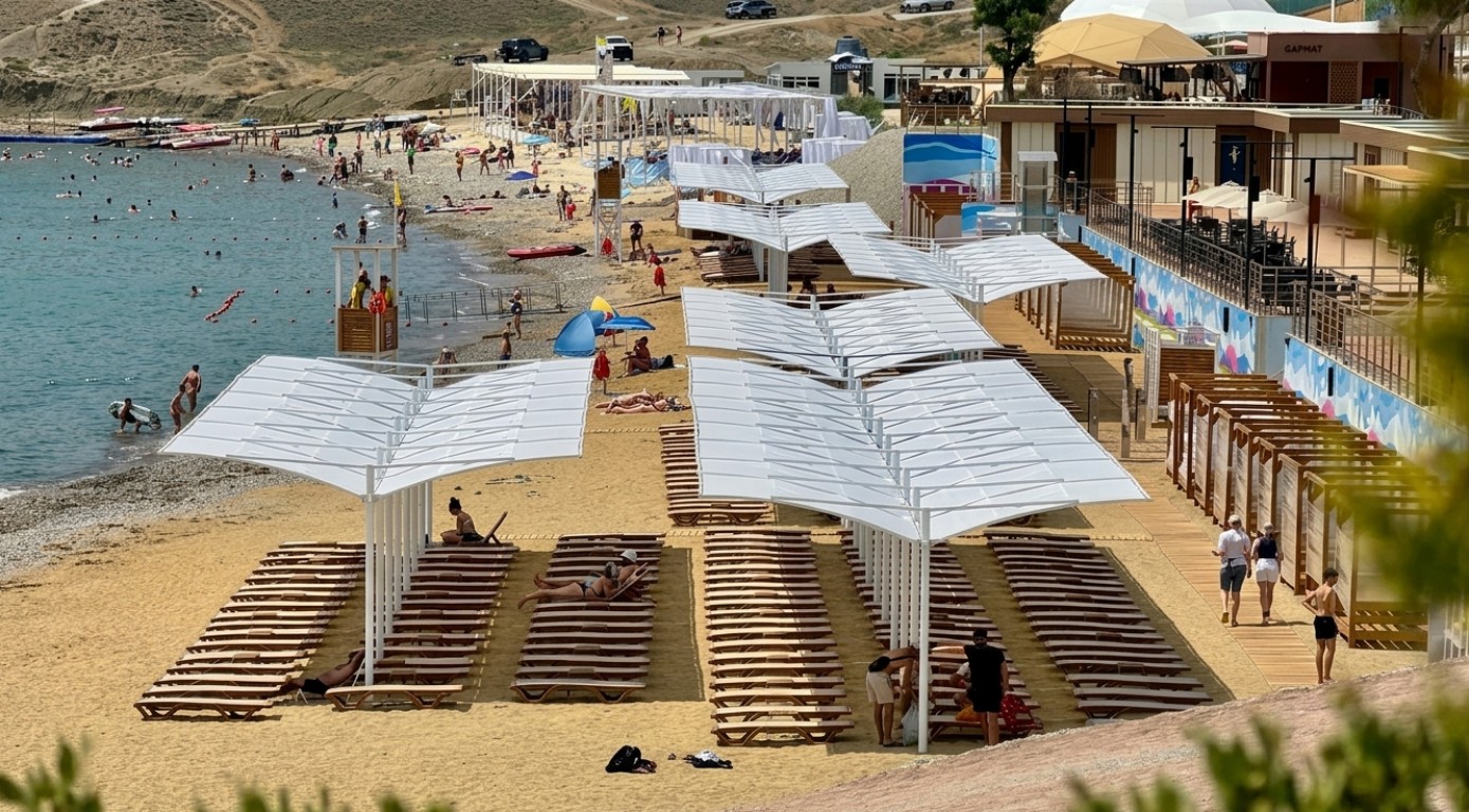 ЛАСТОЧКА Пляжный теневой навес (сборно-разборный). Самая красивая модель на Черном море и водоемах России. Цена 2026 г.