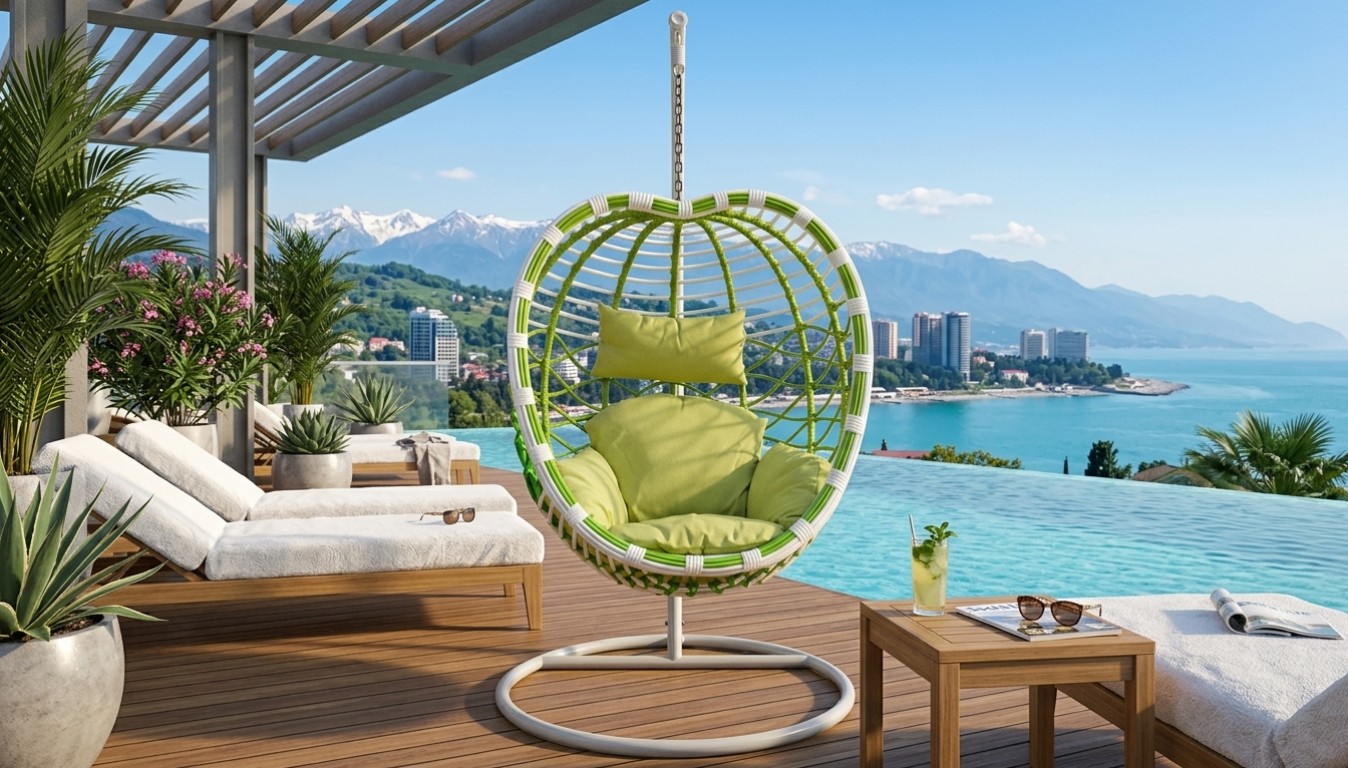 Кресло плетеное подвесное ЯБЛОКО 2026