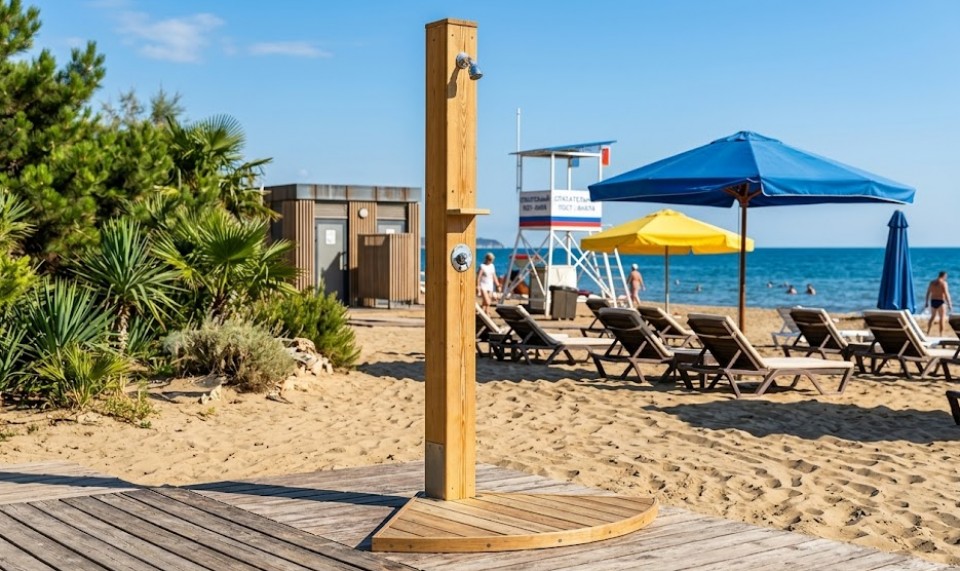 Деревянный уличный душ Air