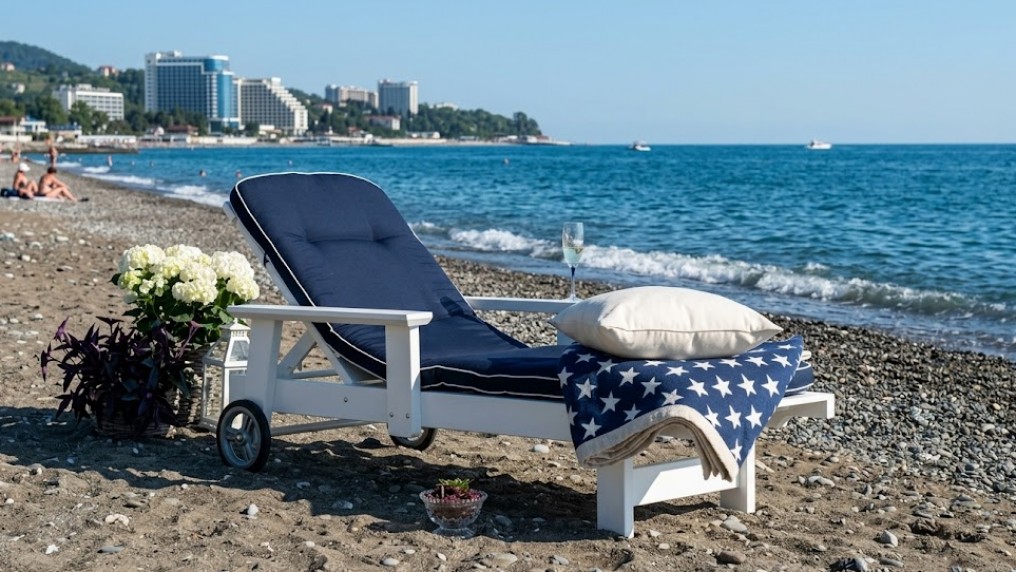 Шезлонг деревянный БЕЛЫЙ ЗАКАТ 2026 г.