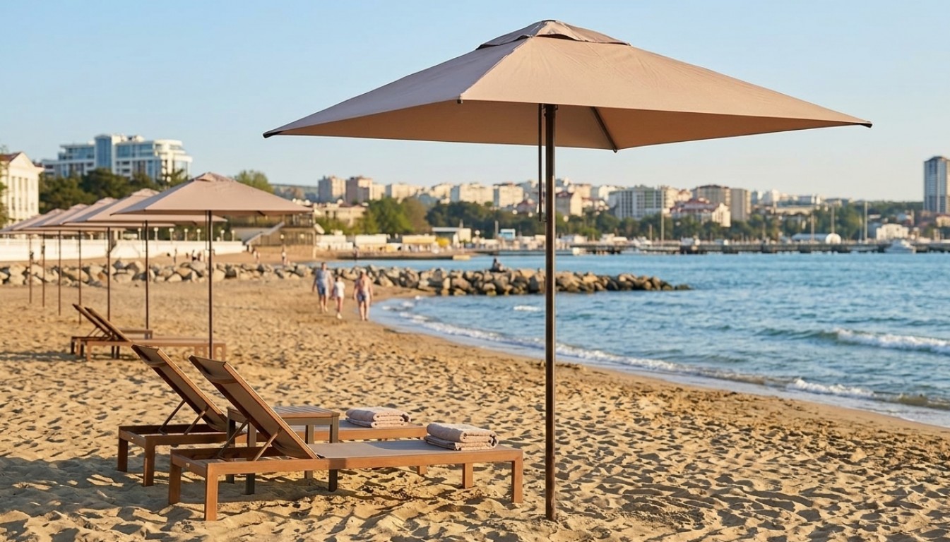 Зонт пляжный Чайка. Зонт 2х2 м. с центральной стойкой. Идеальный для зоны бассейна зонт. 2026 г.