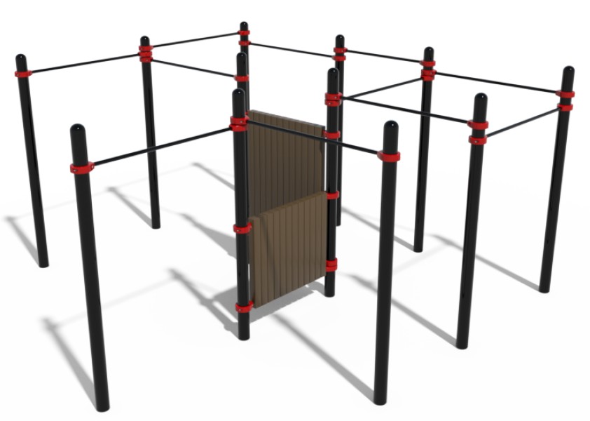 ПАРКУР КОМПЛЕКС ИЗ ДВУХ СТЕНОК И 11 ТУРНИКОВ