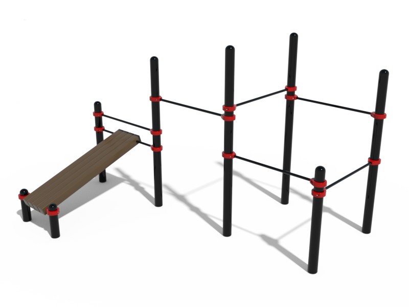 ВОРКАУТ КОМПЛЕКС 5 ТУРНИКОВ И НАКЛОННАЯ СКАМЬЯ