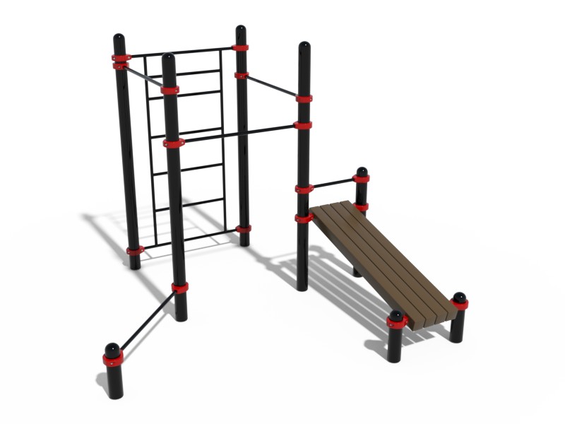 ВОРКАУТ КОМПЛЕКС 3 ТУРНИКА, ШВЕДСКАЯ СТЕНКА, ПЕРЕКЛАДИНА ДЛЯ ОТЖИМАНИЙ И НАКЛОННАЯ СКАМЬЯ