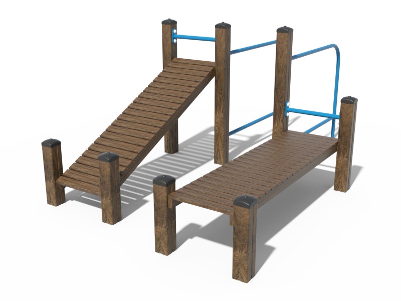 ВОРКАУТ КОМПЛЕКС ИЗ ПРЯМОЙ И НАКЛОННОЙ СКАМЬИ, ПЕРИЛ И 2 ПЕРЕКЛАДИН ДЛЯ ОТЖИМАНИЙ