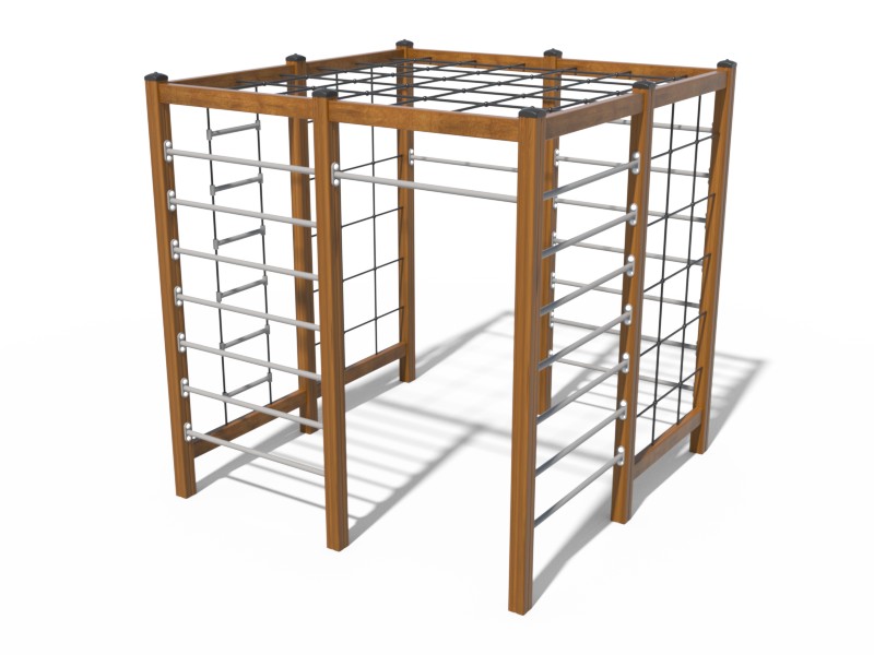 Спортивный комплекс из 3 шведских стенок, канатной лестницы, турника и канатных элементов для лазания
