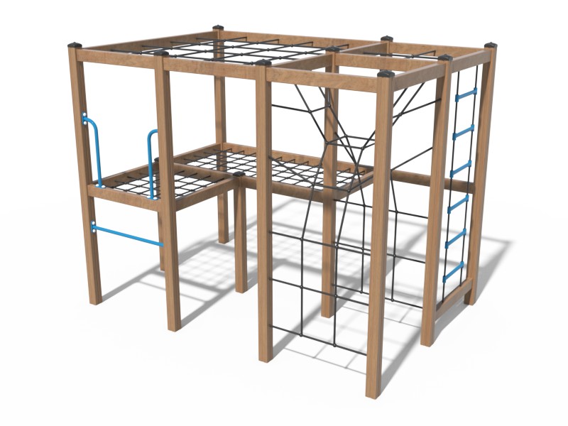 СПОРТИВНЫЙ КОМПЛЕКС С КАНАТНОЙ ЛЕСТНИЦЕЙ И ЭЛЕМЕНТАМИ ДЛЯ ЛАЗАНИЯ