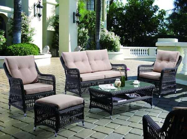 Кресло плетеное с подушками Cannes