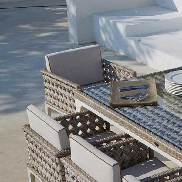 Стол плетеный со стеклом Heart