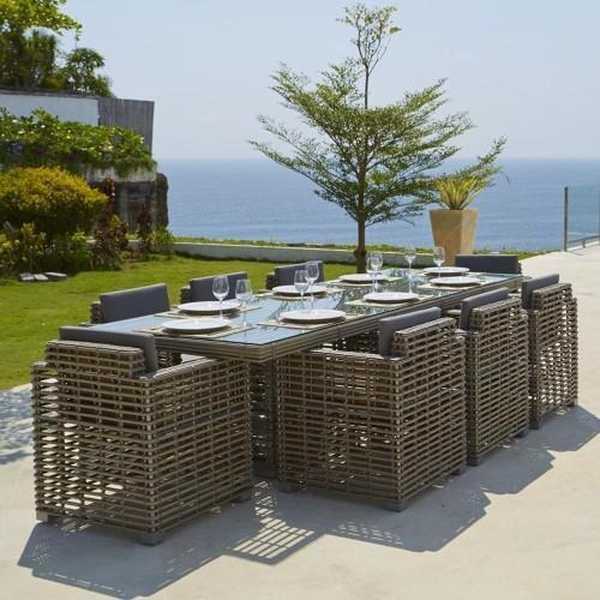 Стол плетеный со стеклом Castries