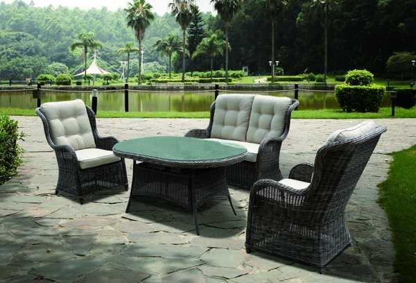 Кресло плетеное с подушками Geneva