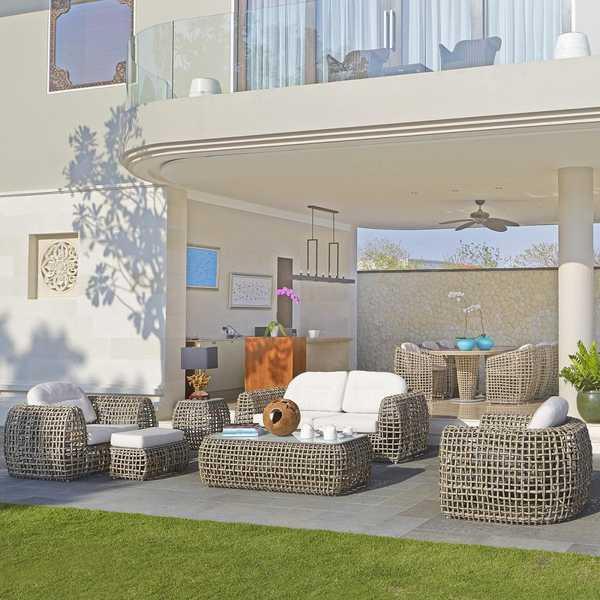 Стол плетеный со стеклом журнальный Dynasty