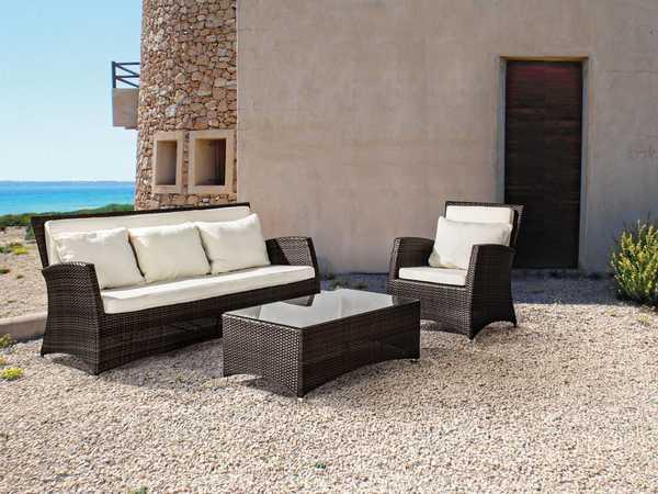 Кресло плетеное с подушками Clipper