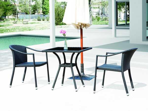 Стол плетеный со стеклом Kos