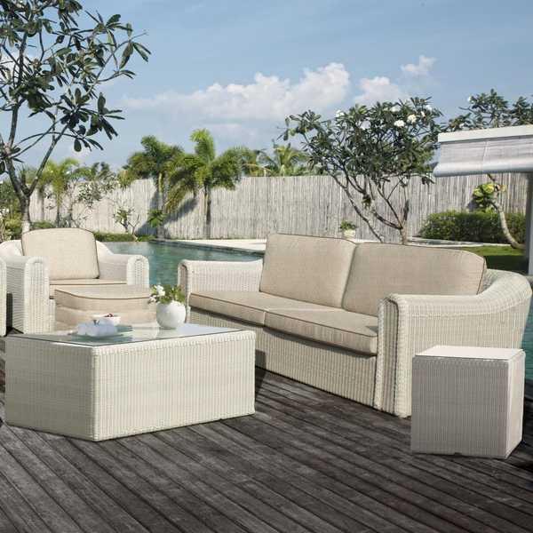 Стол плетеный со стеклом Calderan