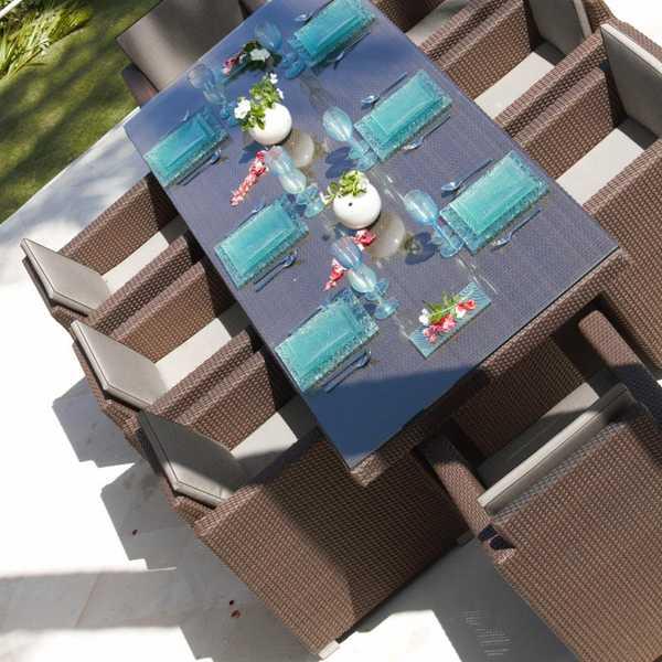 Стол плетеный со стеклом Pacific