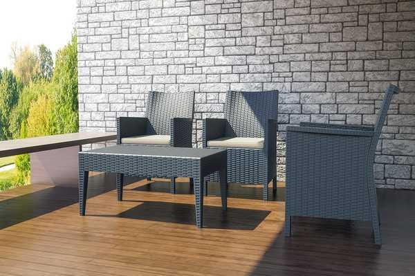 Столик пластиковый плетеный журнальный Miami Lounge Table