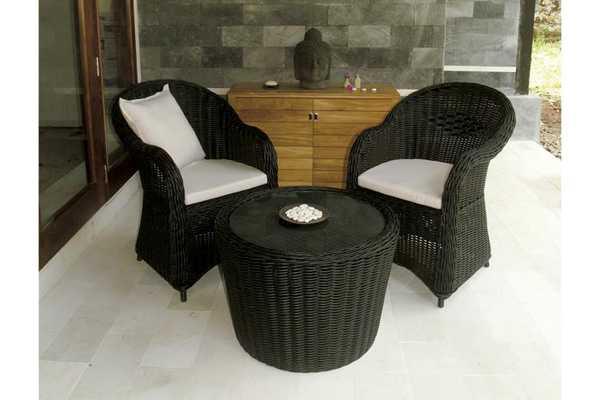 Стол плетеный со стеклом журнальный Wapiti