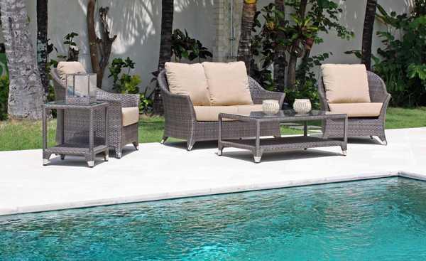 Стол плетеный со стеклом журнальный Malta