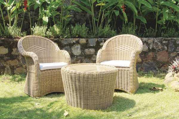 Стол плетеный со стеклом журнальный Wapiti