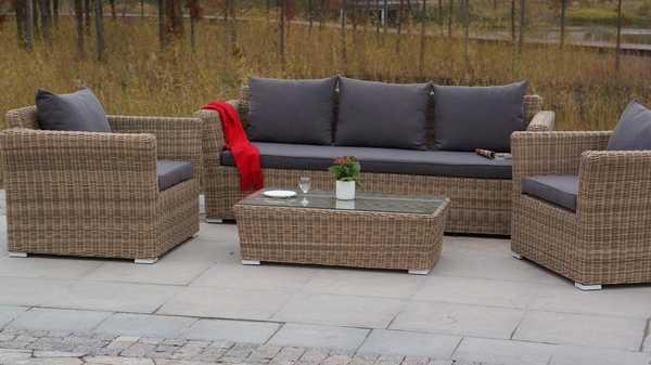 Диван плетеный трехместный Капучино