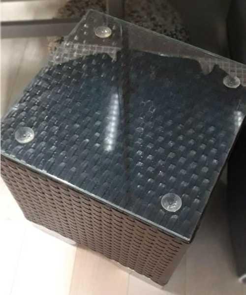 Столик плетеный журнальный со стеклом Лаунж