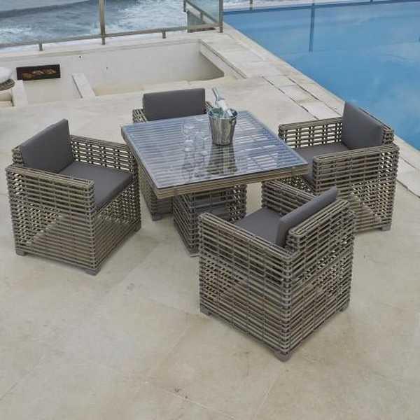 Стол плетеный со стеклом Castries