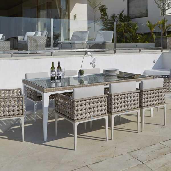 Стол плетеный со стеклом Heart