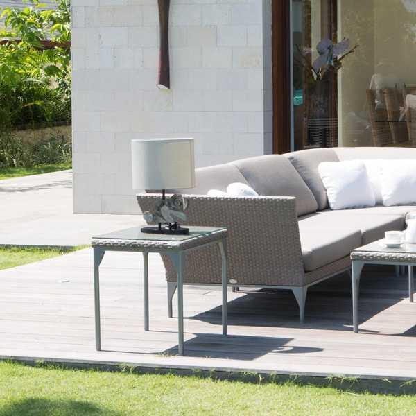 Стол плетеный со стеклом приставной Brafta