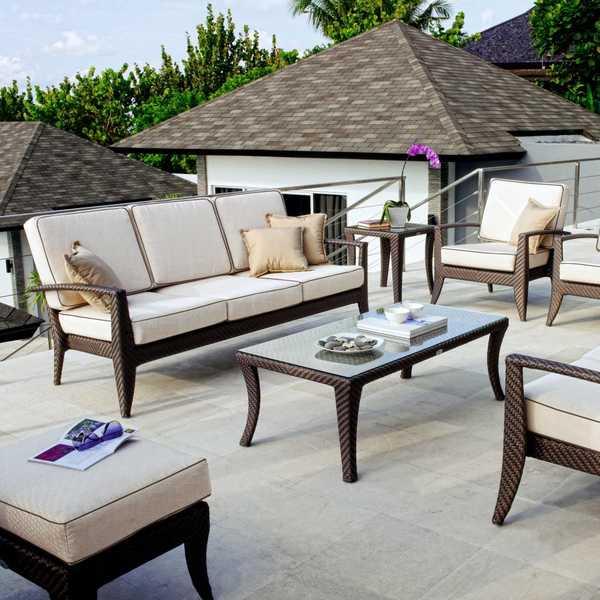 Стол плетеный со стеклом приставной Madisson