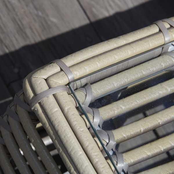 Стол плетеный со стеклом журнальный Spartan