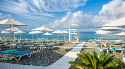 Пляжный зонт Кайра. Зонт диаметром 2,5 м, 6 спиц, блочное открывание. 2024 г.