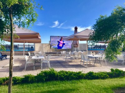 Зонт для кафе телескопический 4х4 м. 2024 г.