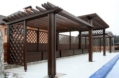 Отдельно стоящие деревянные навесы и перголы