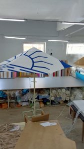 Пляжный зонт Кайра. Зонт диаметром 2,5 м, 6 спиц, блочное открывание. 2024 г.