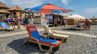 Пляжный зонт Буревестник. Пляжный круглый зонт диаметром 3,0 м (шесть спиц). 2025 г.