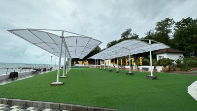 ЛАСТОЧКА Пляжный теневой навес (сборно-разборный). Самая красивая модель на Черном море и водоемах России. Цена 2025 г.