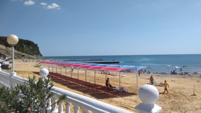 ЛАСТОЧКА Пляжный теневой навес (сборно-разборный). Самая красивая модель на Черном море и водоемах России. Цена 2025 г.