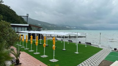 ЛАСТОЧКА Пляжный теневой навес (сборно-разборный). Самая красивая модель на Черном море и водоемах России. Цена 2025 г.