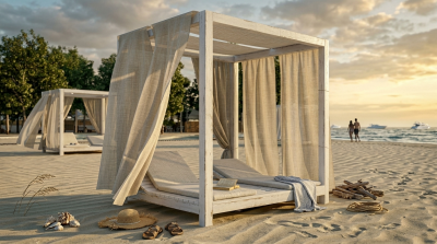 Теневой навес с двумя шезлонгами. Цена 2026 г.