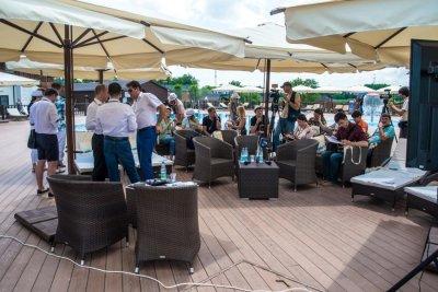 Зонт для кафе телескопический 3х3 м. 2024 г.