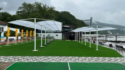 ЛАСТОЧКА Пляжный теневой навес (сборно-разборный). Самая красивая модель на Черном море и водоемах России. Цена 2025 г.