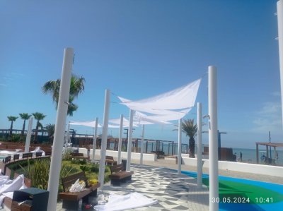 Навесы теневые для пляжа. Металл. Нержавейка. Дерево, окрашивание. Любая площадь и конфигурация. Заказ 2024 г.