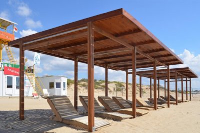 Навесы теневые для пляжа. Металл. Нержавейка. Дерево, окрашивание. Любая площадь и конфигурация. Заказ 2024 г.