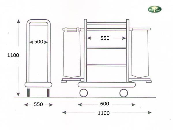 Тележка для горничных универсальная с полками из МДФ, каркас из нержавейки, ТГ 11.4н 2024 г.