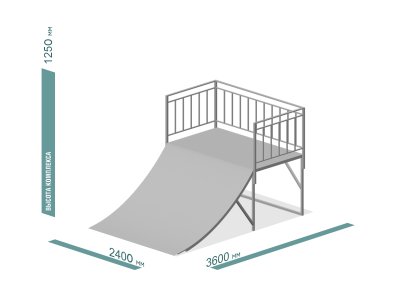 ЭЛЕМЕНТ ДЛЯ СКЕЙТ-ПЛОЩАДКИ 03 QUARTER PIPE