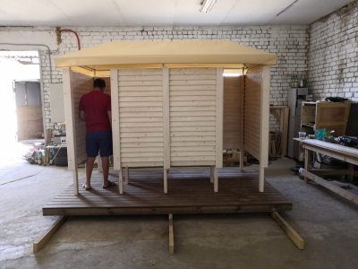 КАБИНКА ПЛЯЖНАЯ ДЛЯ ПЕРЕОДЕВАНИЯ ДВОЙНАЯ НА НАСТИЛЕ. ЗОЛОТАЯ ДЮНА. Цена 2022 г.